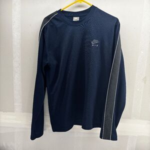 Vintage Nike Air Men's Embroidered Long Sleeve Mesh Tee T-Shirt Size L Navy